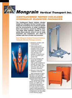 Cantilevered Roped Holeless Hydraulic Elevator Packages