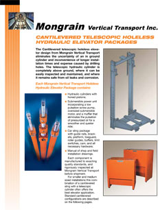Cantilevered Telescopic Holeless Hydraulic Elevator Packages